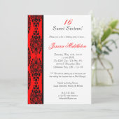 12x18 Brite Red Damask Geburtstagsparty Einladung (Stehend Vorderseite)