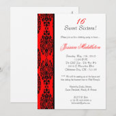 12x18 Brite Red Damask Geburtstagsparty Einladung (Vorne/Hinten)