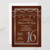 12x18 Brown Diamond Sweet 16 Geburtstag Einladung (Vorne/Hinten)