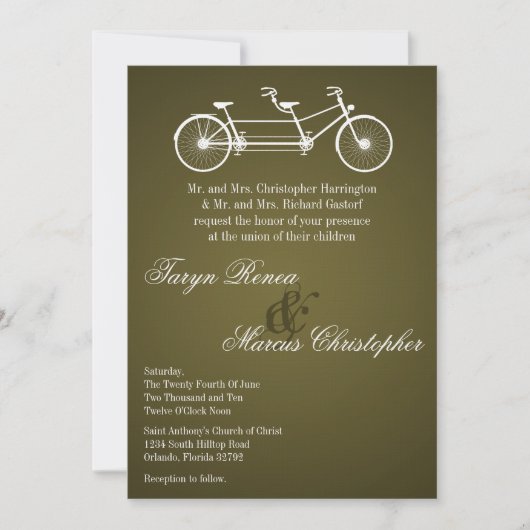12x18 Brown Double Bike Wedding Einladung (Vorderseite)