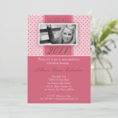 12x18 Brown Pink Polka Dot Abschluss Ankündigung (Stehend Vorderseite)