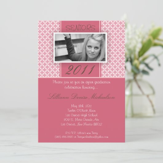 12x18 Brown Pink Polka Dot Abschluss Ankündigung (Stehend Vorderseite)