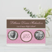 12x18 Brown Pink Polka Dot Foto Senior Ankündigung (Stehend Vorderseite)