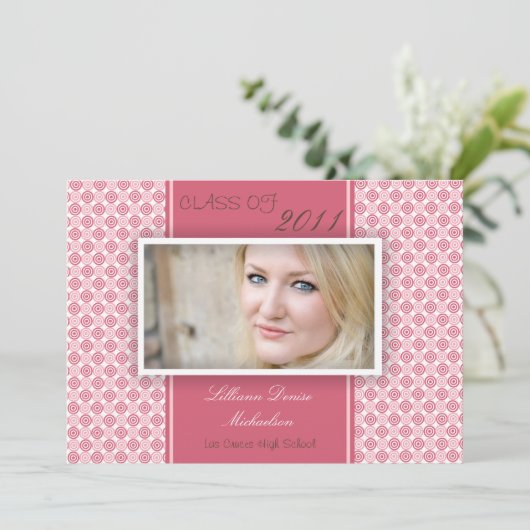 12x18 Brown Pink Polka Dot Foto Senior Ankündigung (Stehend Vorderseite)