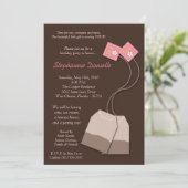 12x18 Brown Tea Bag Tee Party Einladung zum Geburt (Stehend Vorderseite)