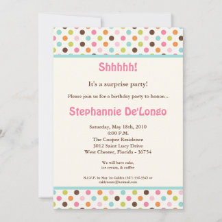 12x18 Bubblegum Polka Dot Pok Einladung zum Geburt