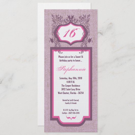 12x18 Butterfly Blumensüß 16 Geburtstag Einladung (Vorne/Hinten)