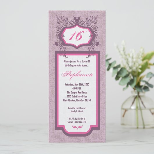 12x18 Butterfly Blumensüß 16 Geburtstag Einladung (Stehend Vorderseite)