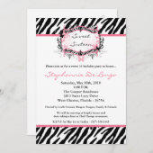 12x18 Butterfly Zebra Print Birthday Part Einladun Einladung (Vorne/Hinten)