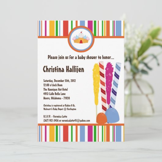 12x18 Candy Land Ice Cream Babydusche Einladung (Stehend Vorderseite)