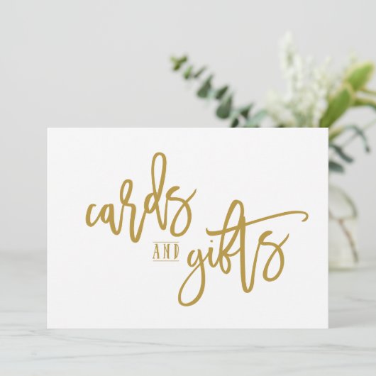12x18 Cards & Gifts Sign-Brush Script (Gold) (Stehend Vorderseite)