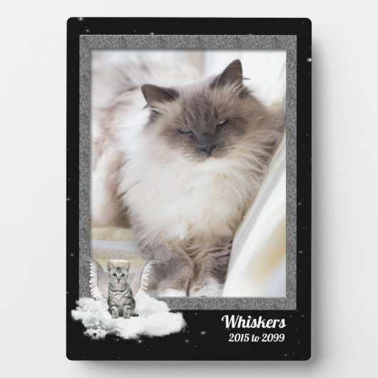 12x18 Cat Pet Memorial Silver Tabby Foto Fotoplatte (Vorderseite)