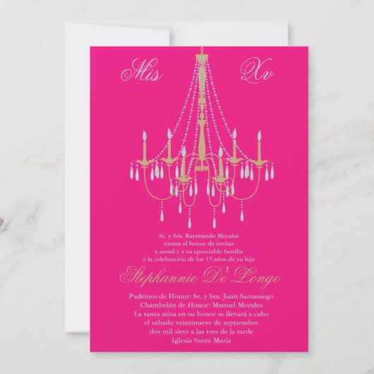12x18 Chandelier Quinceanera Birthday Einladung (Vorderseite)