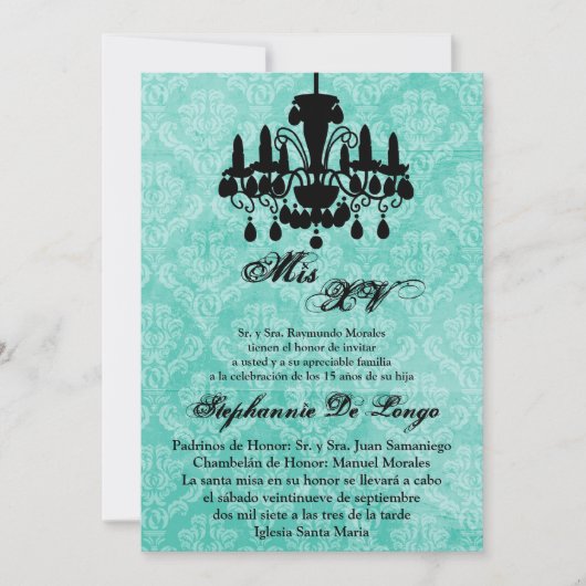 12x18 Chandelier Quinceanera Birthday Einladung (Vorderseite)