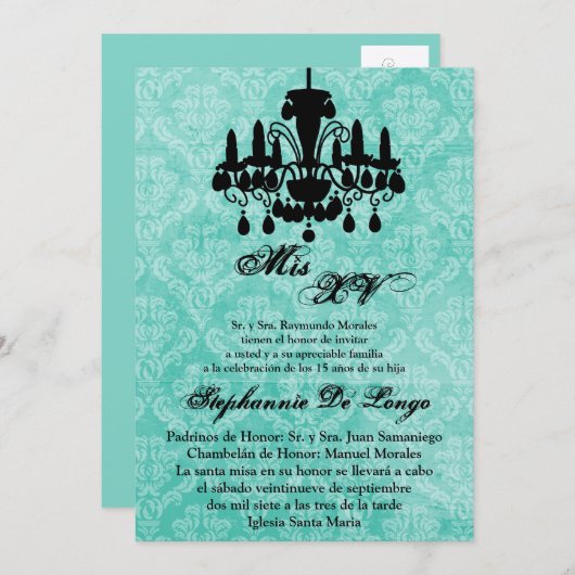 12x18 Chandelier Quinceanera Birthday Einladung (Vorne/Hinten)