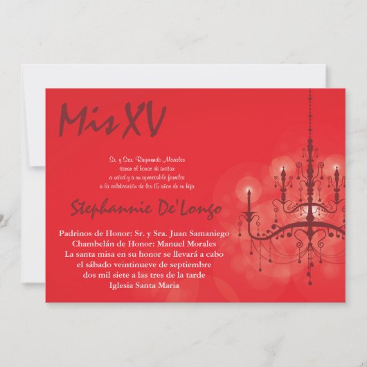 12x18 Chandelier Quinceanera Geburtstag Einladung (Vorderseite)