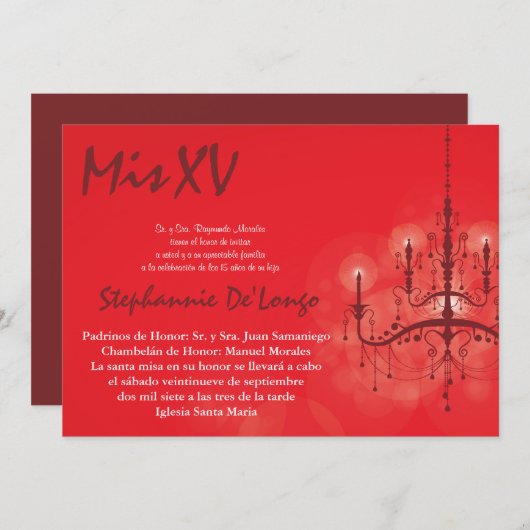 12x18 Chandelier Quinceanera Geburtstag Einladung (Vorne/Hinten)