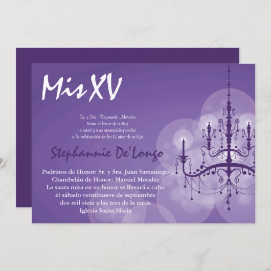 12x18 Chandelier Quinceanera Geburtstag Einladung (Vorne/Hinten)