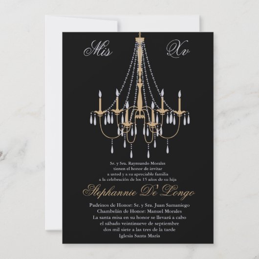 12x18 Chandelier Quinceanera Geburtstag Einladung (Vorderseite)