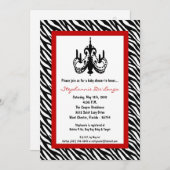 12x18 Chandelier Red Zebra Babydusche Einladung (Vorne/Hinten)