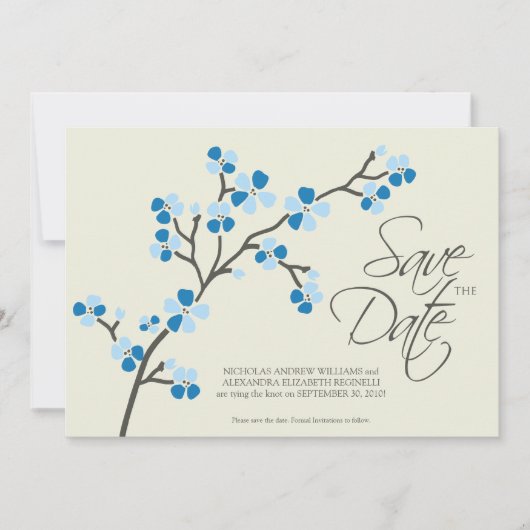 12x18 Cherry Blossom Designer Save the Date 2 blau (Vorderseite)