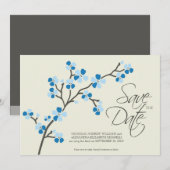 12x18 Cherry Blossom Designer Save the Date 2 blau (Vorne/Hinten)