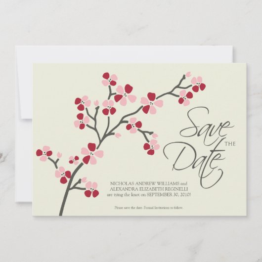 12x18 Cherry Blossom Designer Save the Date 2 rot (Vorderseite)