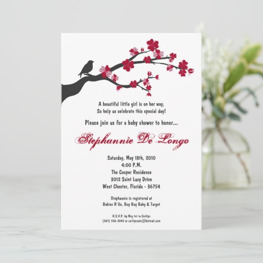 12x18 Cherry Blossom Tree Babydusche Einladung (Stehend Vorderseite)