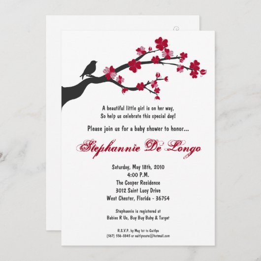 12x18 Cherry Blossom Tree Babydusche Einladung (Vorne/Hinten)