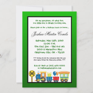 12x18 Choo Choo Bahn Gree Geburtstagsparty Einladu Einladung