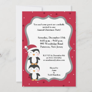 12x18 Christmas Hat Penguin Einladung