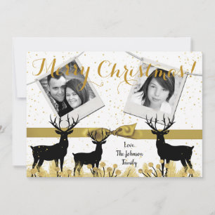 12x18 Christmas XMAS Gold Deer Buck Dock FOTO Card Feiertagskarte