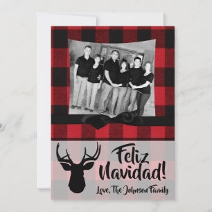12x18 Christmas XMAS Red Black Karierte Hirsche FO Feiertagskarte