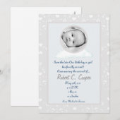 12x18 Circle FOTO auf einer Cloud-Geburtserklärung Einladung (Vorne/Hinten)