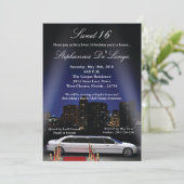 12x18 City Lights Limo Sweet 16 Geburtstag Einladu Einladung (Stehend Vorderseite)