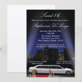 12x18 City Lights Limo Sweet 16 Geburtstag Einladu Einladung (Vorne/Hinten)
