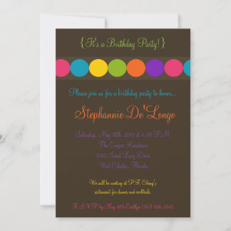 12x18 Colorful Polka Dot Geburtstagsparty Einladun Einladung