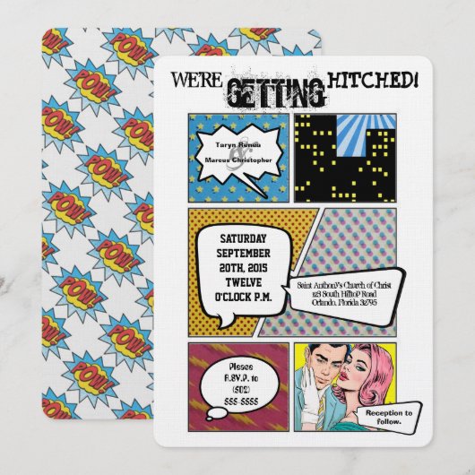 12x18 Comic Strip Book Pop Einladung (Vorne/Hinten)