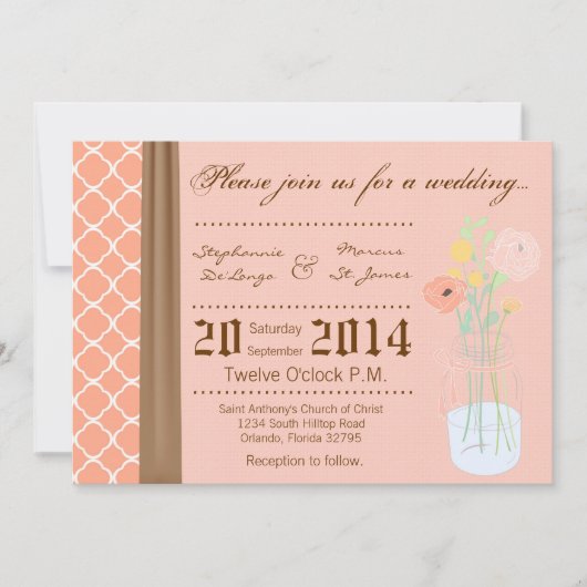 12x18 Country Mason Jar Blume Hochzeit Einladung (Vorderseite)
