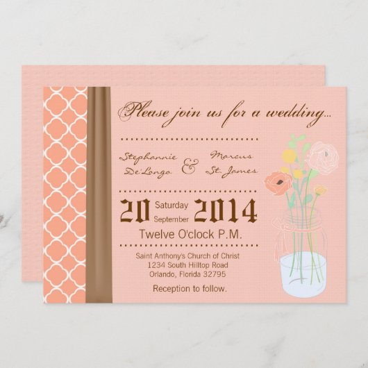 12x18 Country Mason Jar Blume Hochzeit Einladung (Vorne/Hinten)