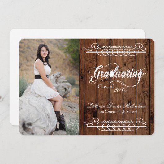 12x18 Country Rustic Barn Wood Senior Ankündigung (Vorne/Hinten)