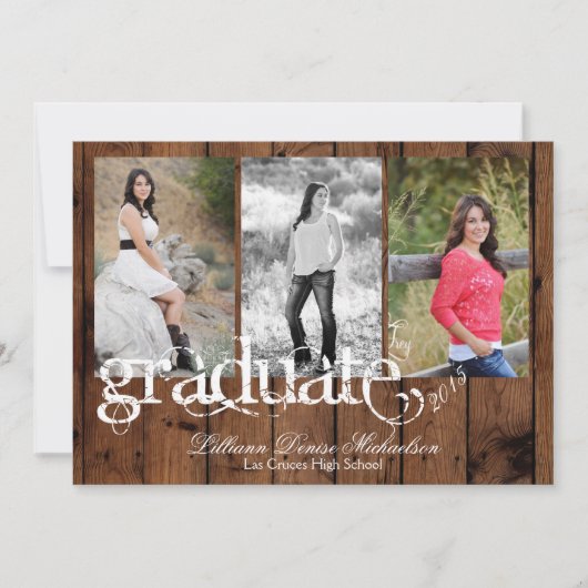 12x18 Country Rustic Barn Wood Senior Ankündigung (Vorderseite)