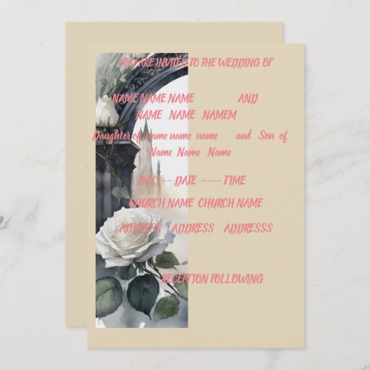 12x18 creme Rose Hochzeit einladen Einladung (Vorne/Hinten)