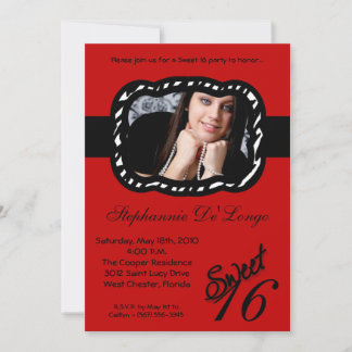 12x18 Crimso Red Band FOTO Sweet 16 Birthday Einla Einladung