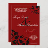 12x18 Crimson Red Floral Linen Einladung zur Hochz (Vorne/Hinten)