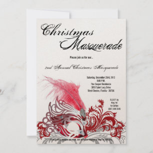 12x18 Crimson Red Masquerade Weihnachts-Einladung Einladung