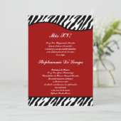 12x18 Crimson Red Zebra Quinceanera Party Einladun Einladung (Stehend Vorderseite)