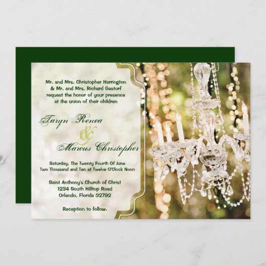 12x18 Crystal Chandelier Eak Tree Einladung Hochze (Vorne/Hinten)