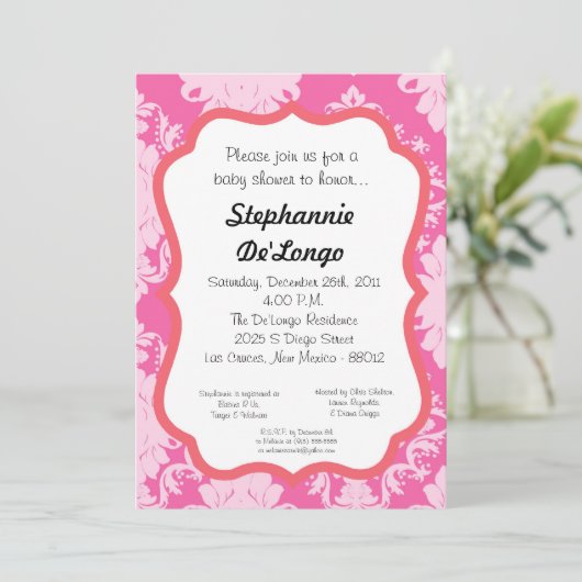 12x18 Damask Lace Elegant Baby Dusche Einladung (Stehend Vorderseite)