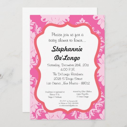 12x18 Damask Lace Elegant Baby Dusche Einladung (Vorne/Hinten)